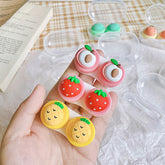 Lindo estuche para lentes de contacto de color fruta
